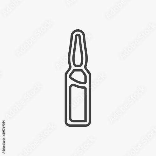Medical ampoule sign. Vector. Blackish icon with golden stars at grayish background.