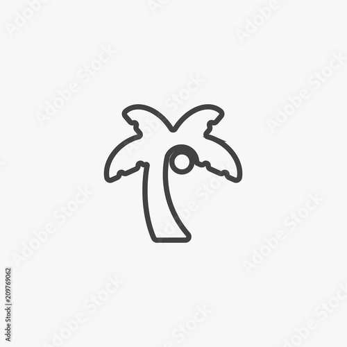 Black vector single palm tree silhouette icon isolated