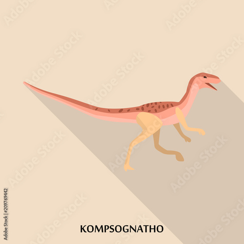 Kompsognatho icon. Flat illustration of kompsognatho vector icon for web design