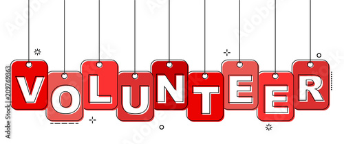 red flat line tag volunteer