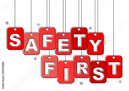red flat line tag safety first