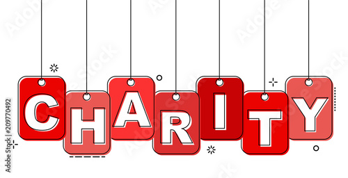 red flat line tag charity