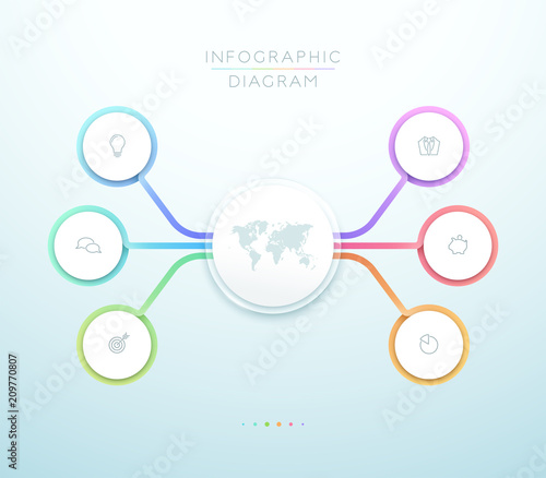 Business 6 Step 3d Circle Infographic Vector Chart
