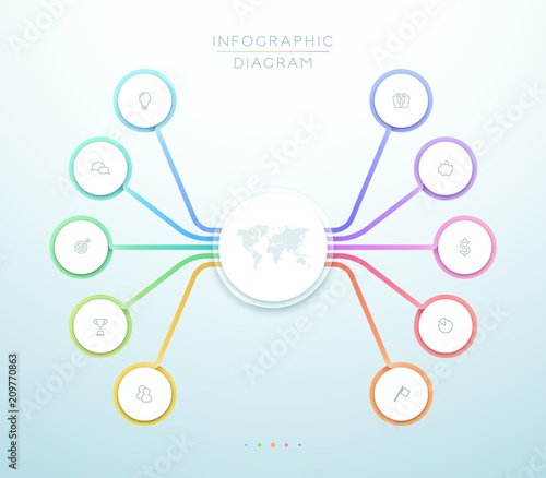 Business 10 Step 3d Circle Infographic Vector Chart