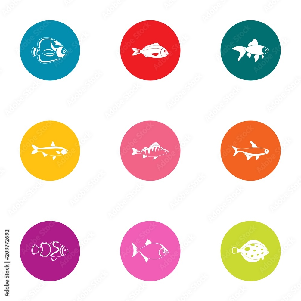 Minnow icons set. Flat set of 9 minnow vector icons for web isolated on white background Minnow icons set. Flat set of 9 minnow vector icons for web isolated on white background