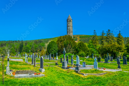 An Ancient cemetery in Glendalough settlement, Ireland photo