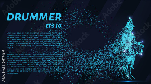 Drummer of the particles. The drummer in a school orchestra. The drummer breaks down into smaller molecules