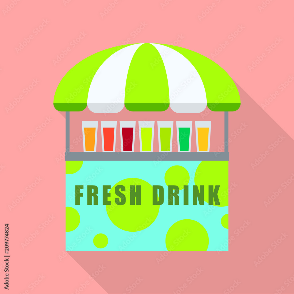 Naklejka premium Fresh drink shop icon. Flat illustration of fresh drink shop vector icon for web design