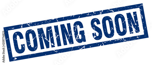 square grunge blue coming soon stamp