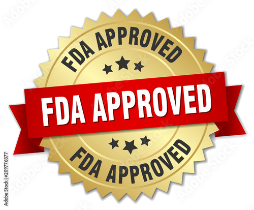 fda approved round isolated gold badge