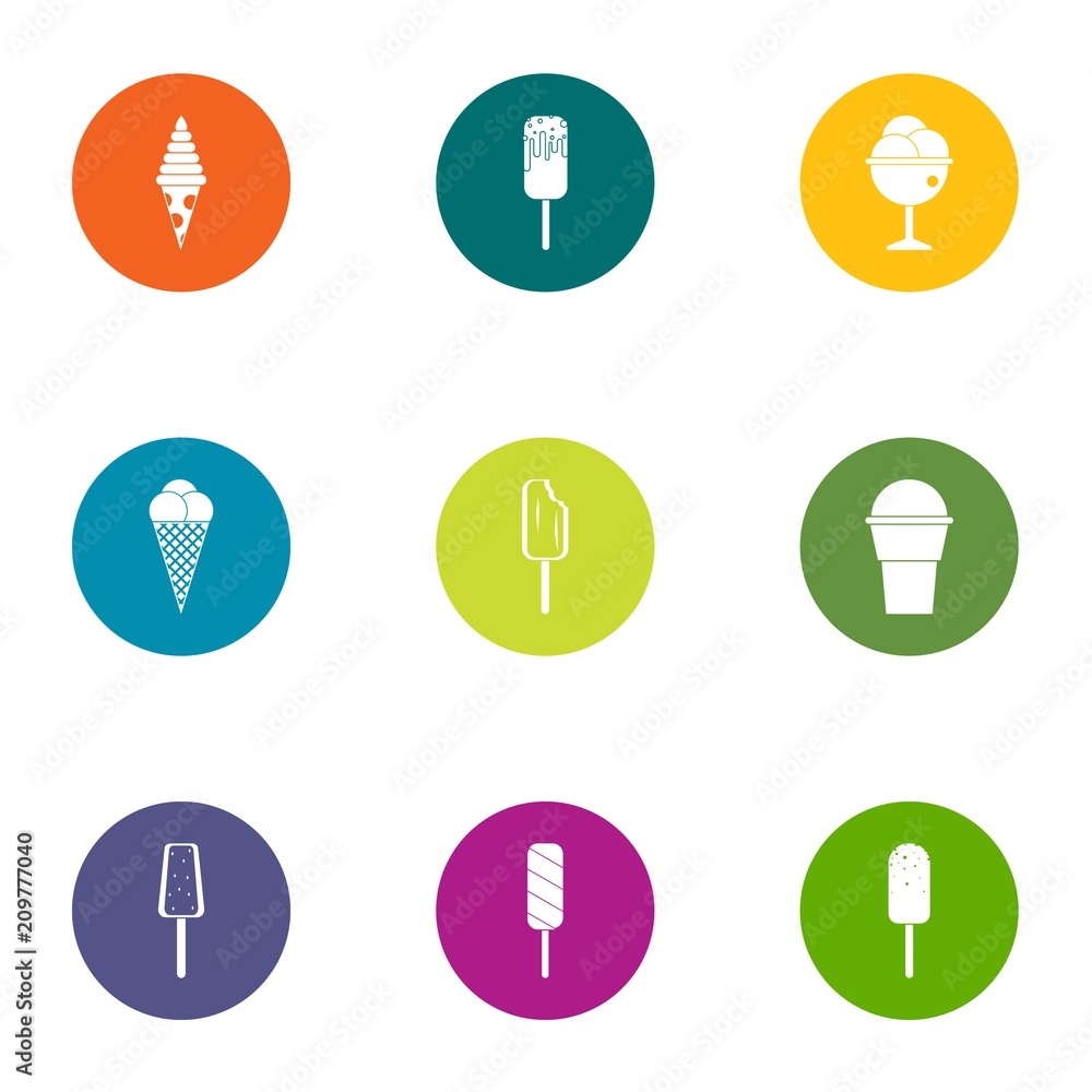 Sundae icons set. Flat set of 9 sundae vector icons for web isolated on white background Sundae icons set. Flat set of 9 sundae vector icons for web isolated on white background