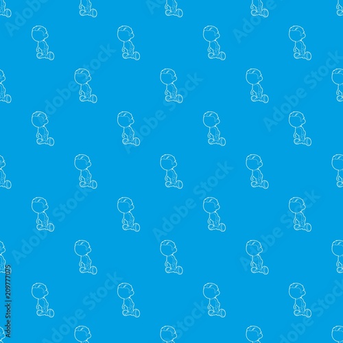 Boy on segway pattern vector seamless blue repeat for any use