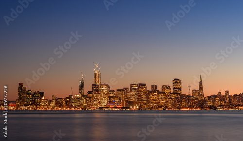 San Francisco skyline during sunset.