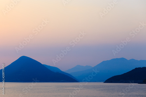 Mountains silhouette behind the ocean, Montenegro