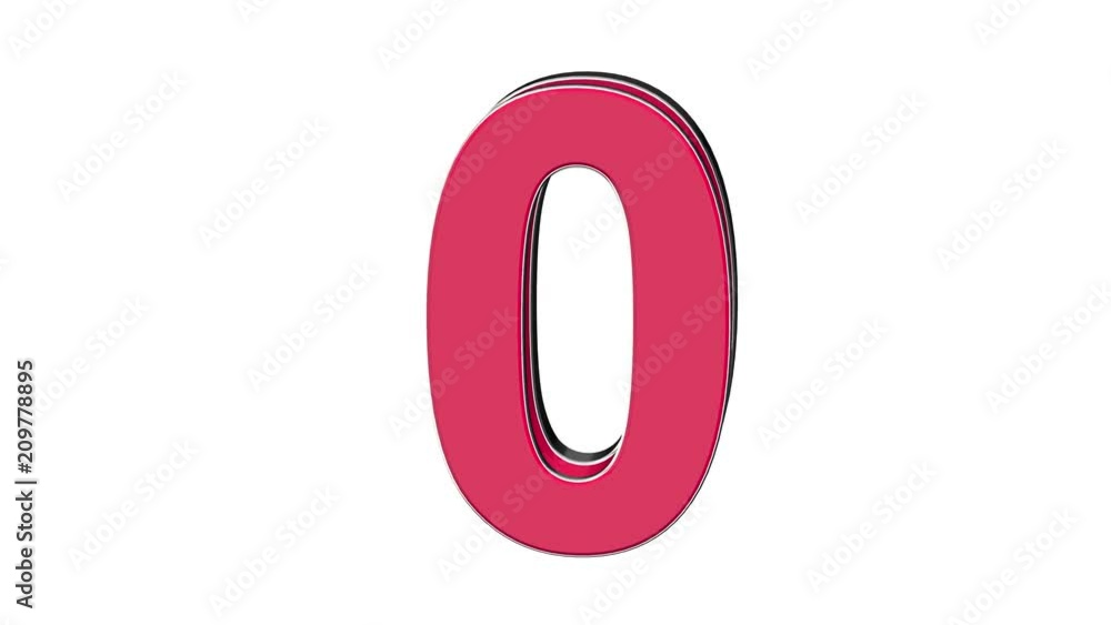 Red pink number 0 - volumetric glossy metal number on white background and chroma key background 3D animation Red pink number 0 - volumetric glossy metal number on white background and chroma key background 3D animation