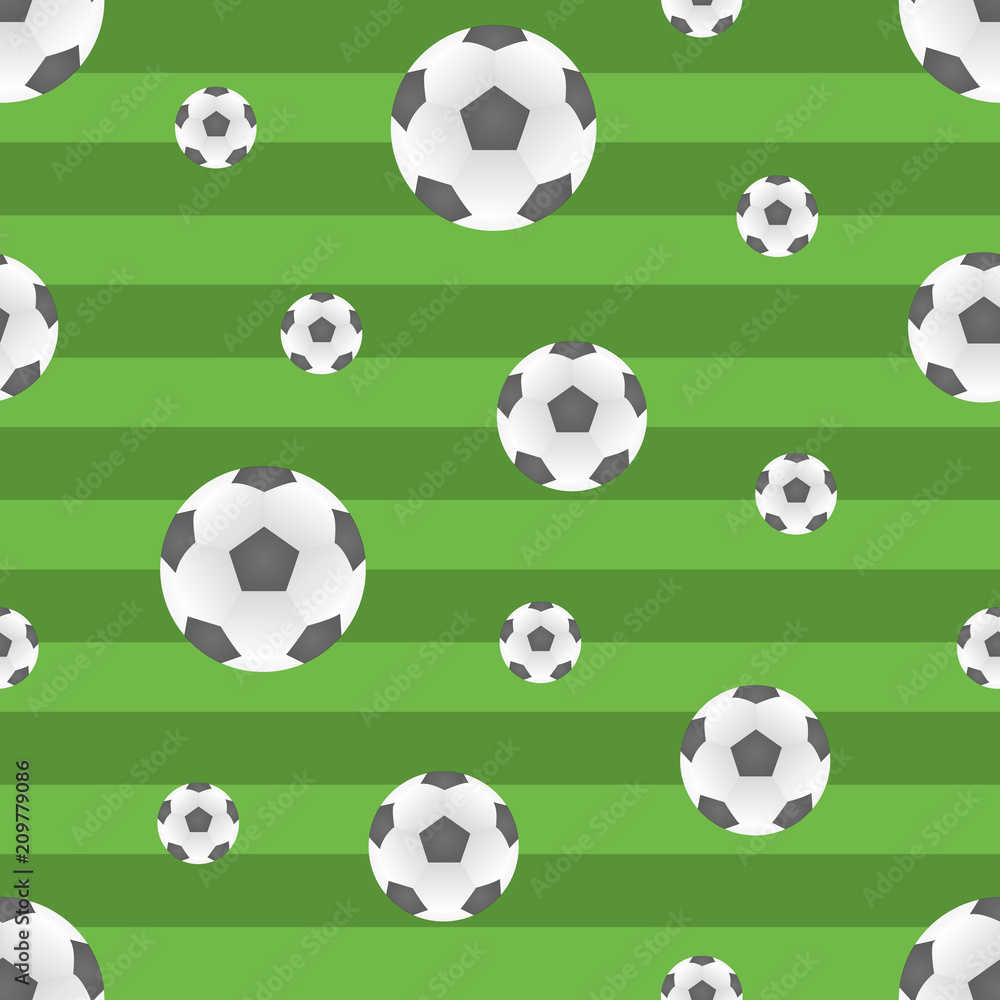 Seamless pattern with football balls. Good for wrapping paper, postcards and promotional products.