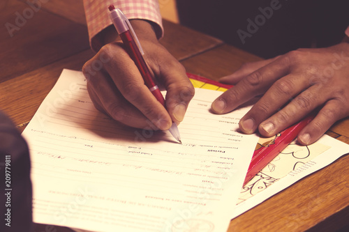 Man Sign document.Clouse up view, only hands