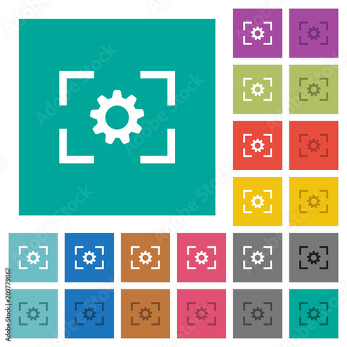 Camera setting square flat multi colored icons