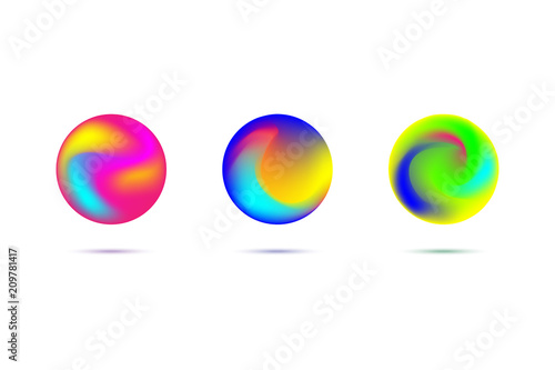 abstract vector colorful fluid spheres isolated on white with shadow