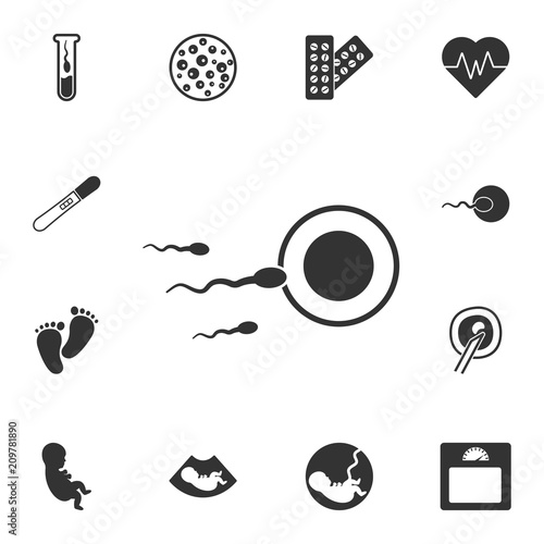 Sperm fertilizing egg cell icon. Simple element illustration. Sperm fertilizing egg cell symbol design from Pregnancy collection set. Can be used for web and mobile