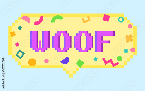 Vector pixel art 8bit woof sticker