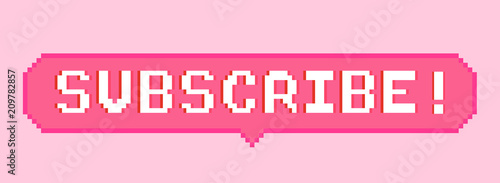 Vector pixel art 8bit subscribe sticker