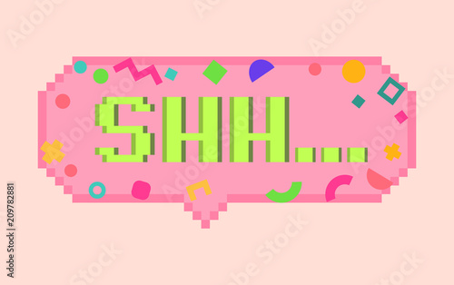 Vector pixel art 8bit shh sticker
