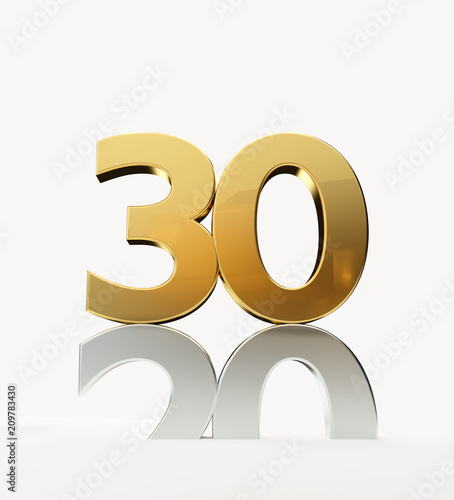 30 and 20 golden 3D-Illustration