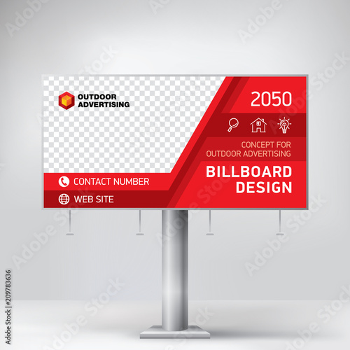 Billboard design, outdoor advertising template, layout banner for photo and text placement, creative concept.