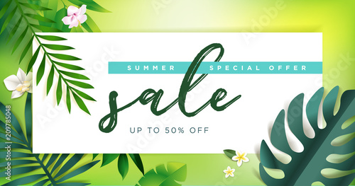 Summer sale. Vector illustration concept for mobile and web banner, poster, online shopping ads, social media and networking, marketing material.