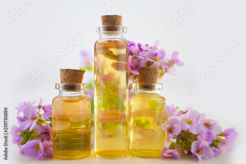 essential oil in  beautiful jar on  white background