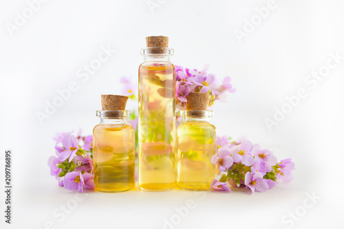 essential oil in  beautiful jar on  white background