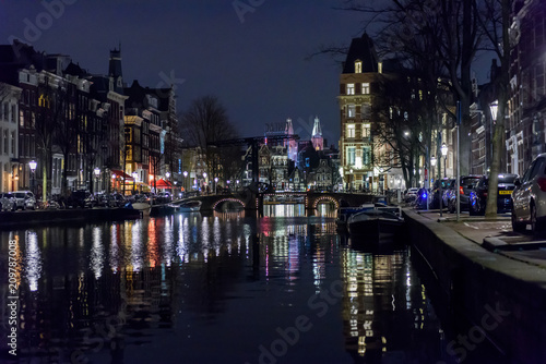 Amsterdam, Paesi Bassi, Olanda, canale di notte