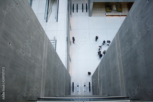 Birds Eye view of people stnading in lobby