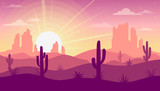 Landscape with desert and cactus