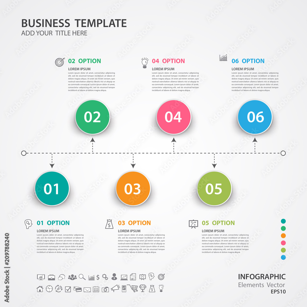 Infographics elements diagram with 6 steps, options, Vector illustration, Circle 3d icon, presentation,  advertisment, Process chart, business flyer, banner design, web design, timeline, silde