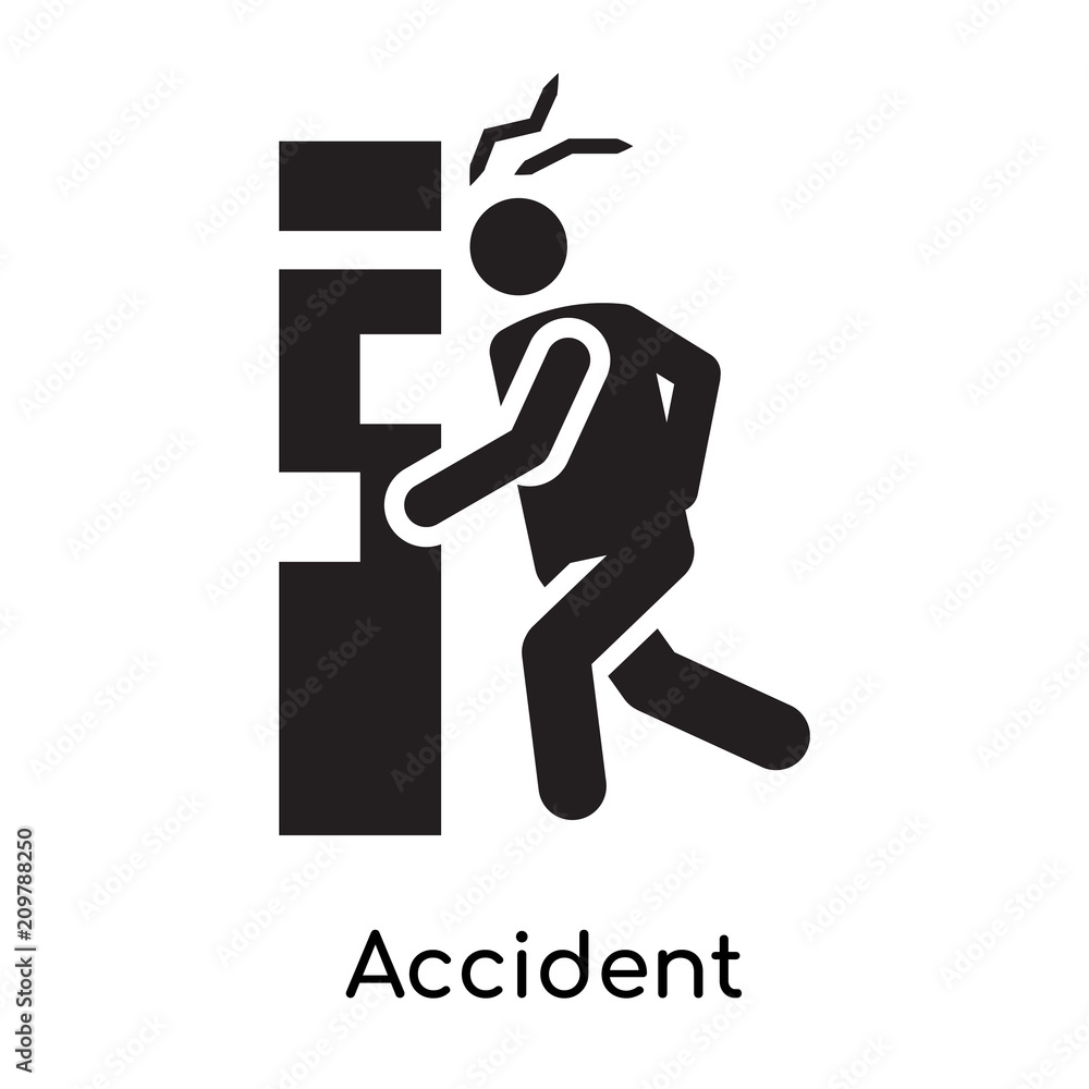 Naklejka premium Accident icon vector sign and symbol isolated on white background, Accident logo concept icon