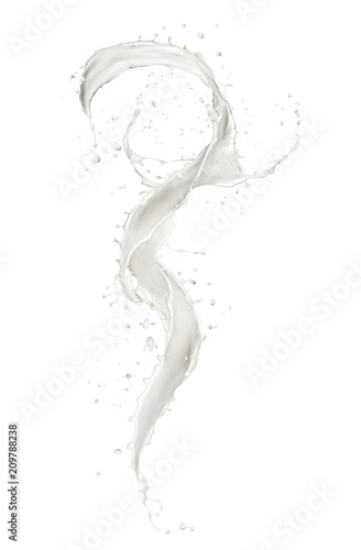 Abstract splash of milk isolated on white background. High resolution texture