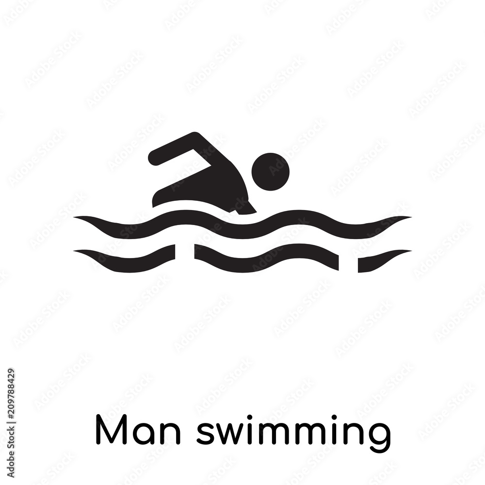 Man swimming icon vector sign and symbol isolated on white background