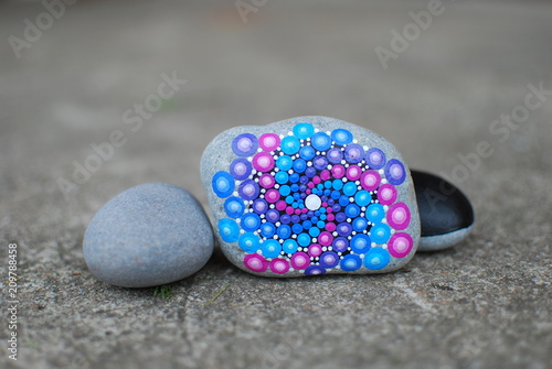 chakras dot painted mandala psychedelic stone
