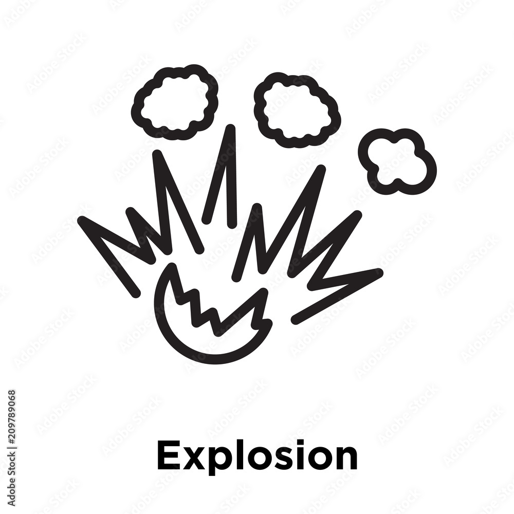 Explosion icon vector sign and symbol isolated on white background ...