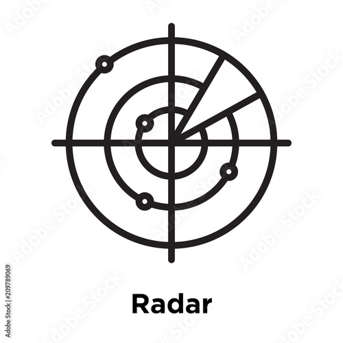 Radar icon vector sign and symbol isolated on white background, Radar logo concept, outline symbol, linear sign