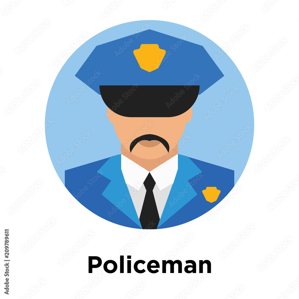 Policeman icon vector sign and symbol isolated on white background, Policeman logo concept Policeman icon vector sign and symbol isolated on white background, Policeman logo concept