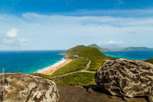 Tropical Island Beach Peninsular Coastline in the Caribbean