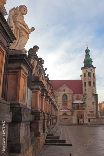 Krakow, Entry of Saint Peter and Paul Church at dusk, Poland