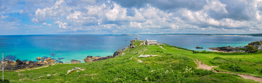 Panorama of Cornish coast in St Ives