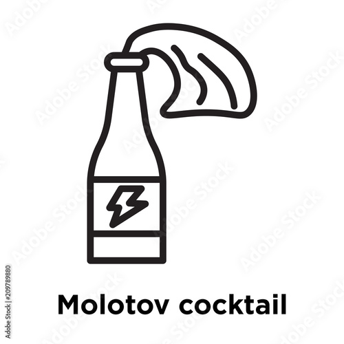 Molotov cocktail icon vector sign and symbol isolated on white background, Molotov cocktail logo concept, outline symbol, linear sign