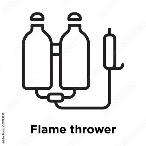 Flame thrower icon vector sign and symbol isolated on white background, Flame thrower logo concept, outline symbol, linear sign