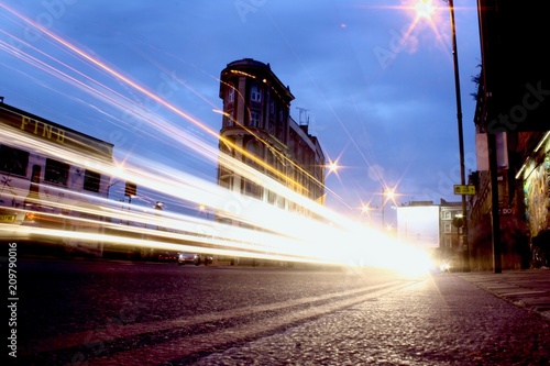 Light trail on busy Street