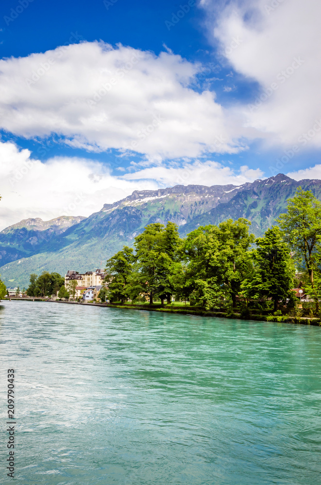 Obraz premium Beautiful river landscape of Interlaken, Switzerland